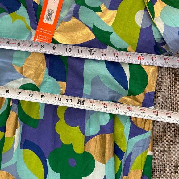 JUDE CONNALLY NWT Monaco Tiered Midi Dress w/Tasseled Cuffs S Blue Purple Gold - Picture 9 of 10